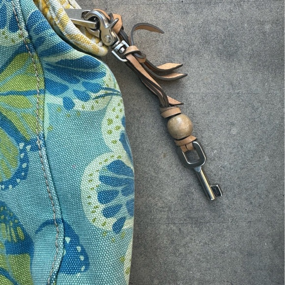 Fossil Canvas Leather Butterfly Floral Large Shoulder Tote Bag Hippie Boho READ - Picture 13 of 14